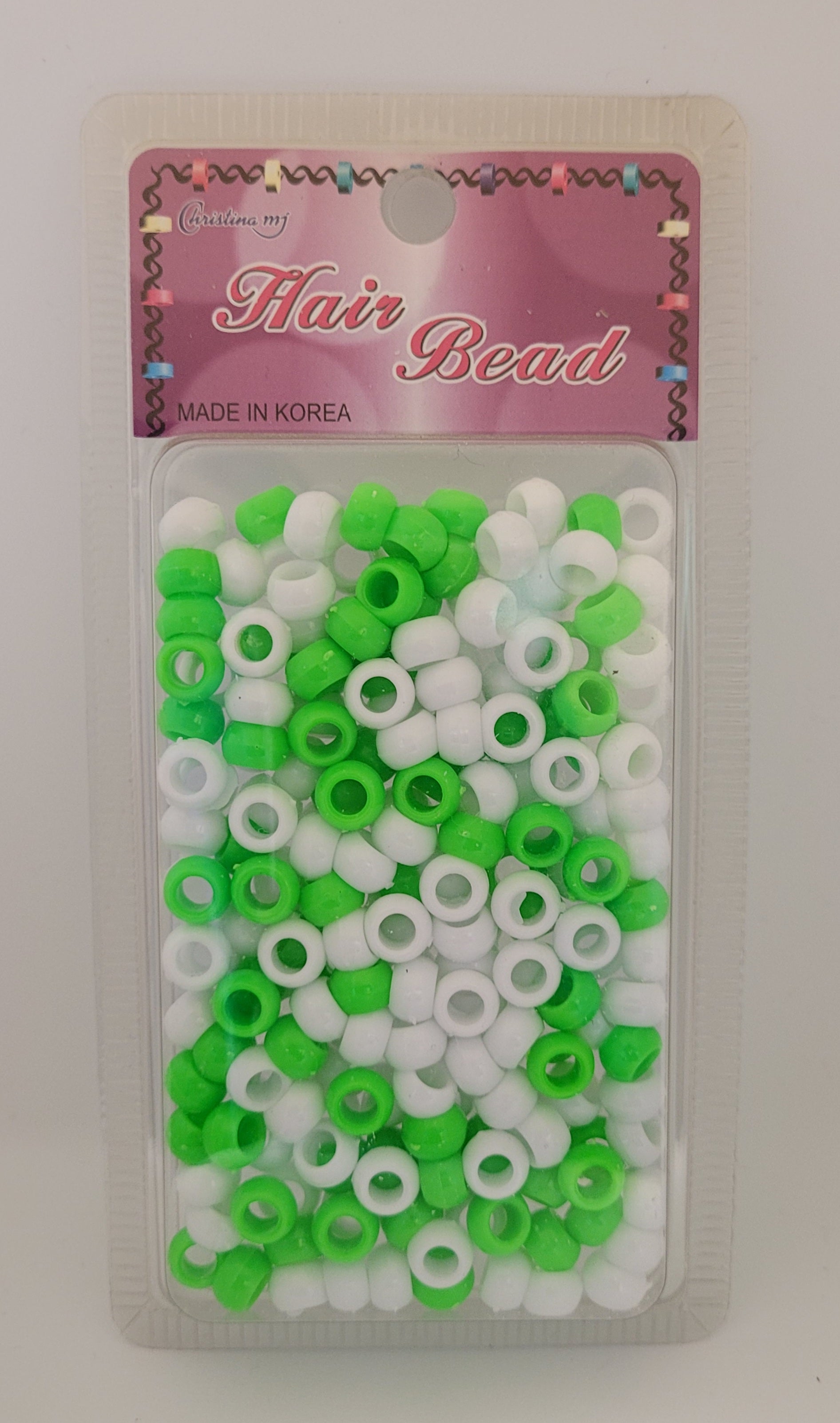 Christina MJ Small Hair Beads Lime Green/White