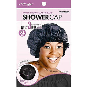 Magic Collection- Waterproof Shower Cap Black